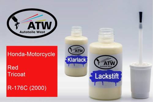 Honda-Motorcycle, Red Tricoat, R-176C (2000): 20ml Lackstift + 20ml Klarlack - Set, von ATW Autoteile West.